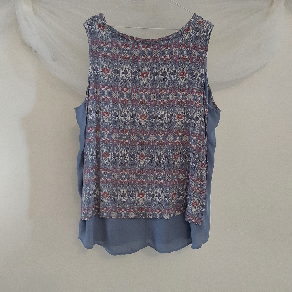 Penningtons Blue & Muted Mauve Choose Happiness Sleeveless Top 3X - Picture 9 of 13
